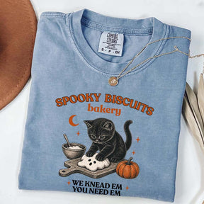 Kitty Biscuits Spooky Season Black Cat Halloween T-Shirt