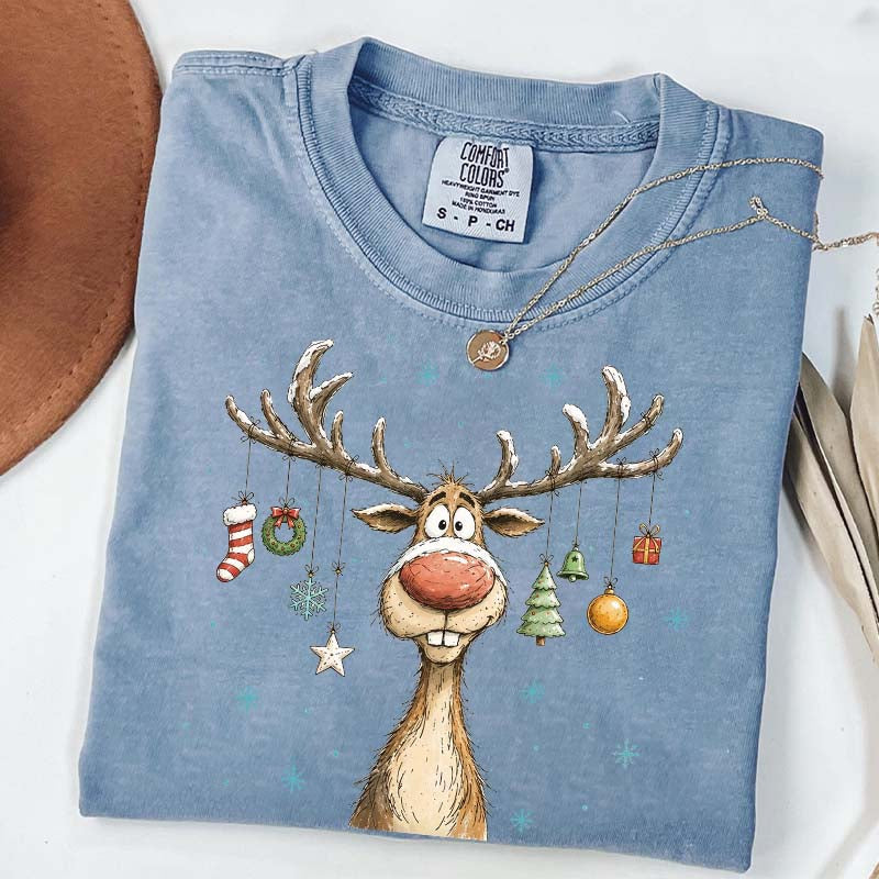 Retro Merry Christmas Retro Reindeer T-Shirt