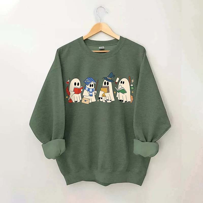 Halloween Ghosts Reading Book Sweatshirt