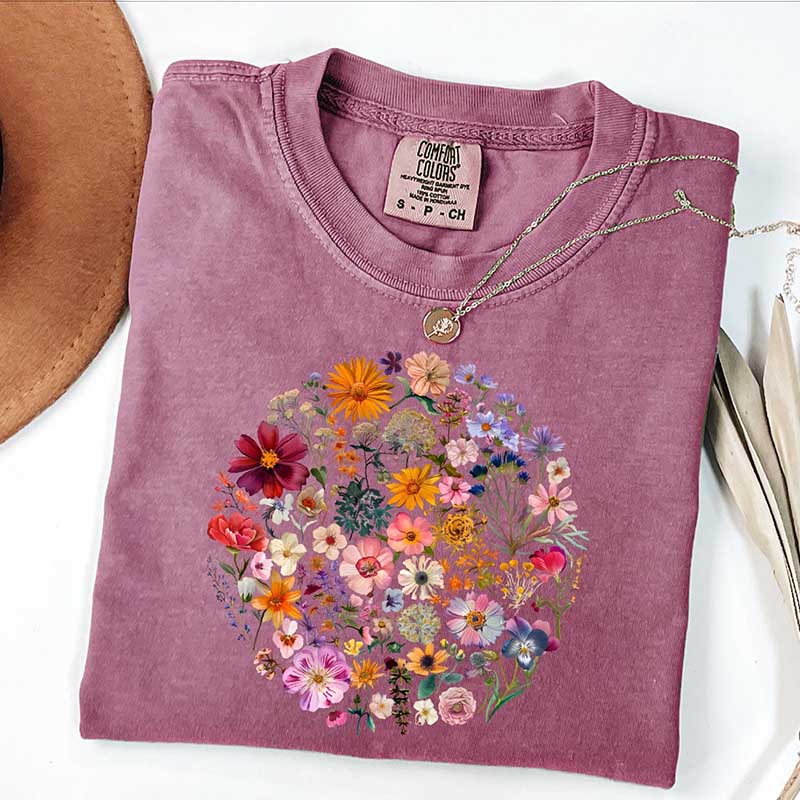 Boho Pressed Flower T-Shirt