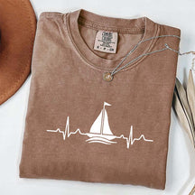 Sailing Heartbeat Boating Captain T-Shirt