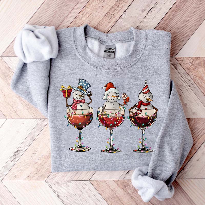Christmas Wine Snowmen Sweatshirt