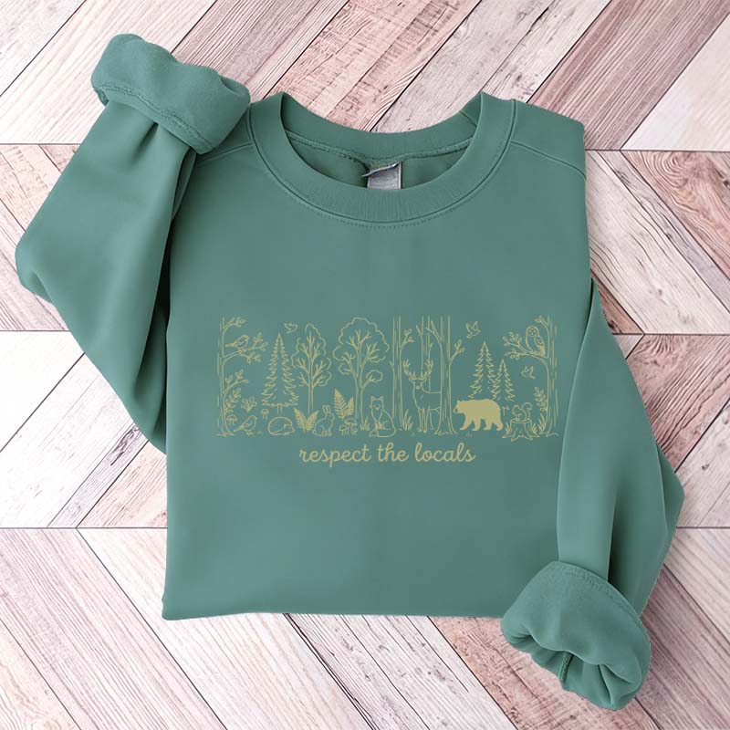 Cute Respect the Locals Woodland Animals Sweatshirt