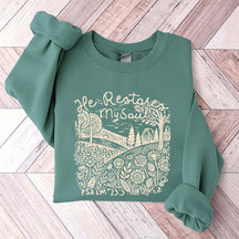 He Restores My Soul Psalm Floral Vintage Sweatshirt
