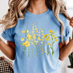 Boho Yellow Botanical Wildflower Flower T-Shirt