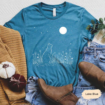 Celestial Cat Comfort Colors Fowers T-Shirt