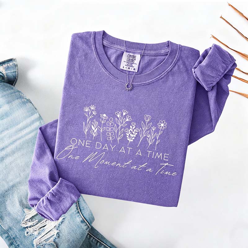 One Day At A Time Cozy Floral Sweatshirt