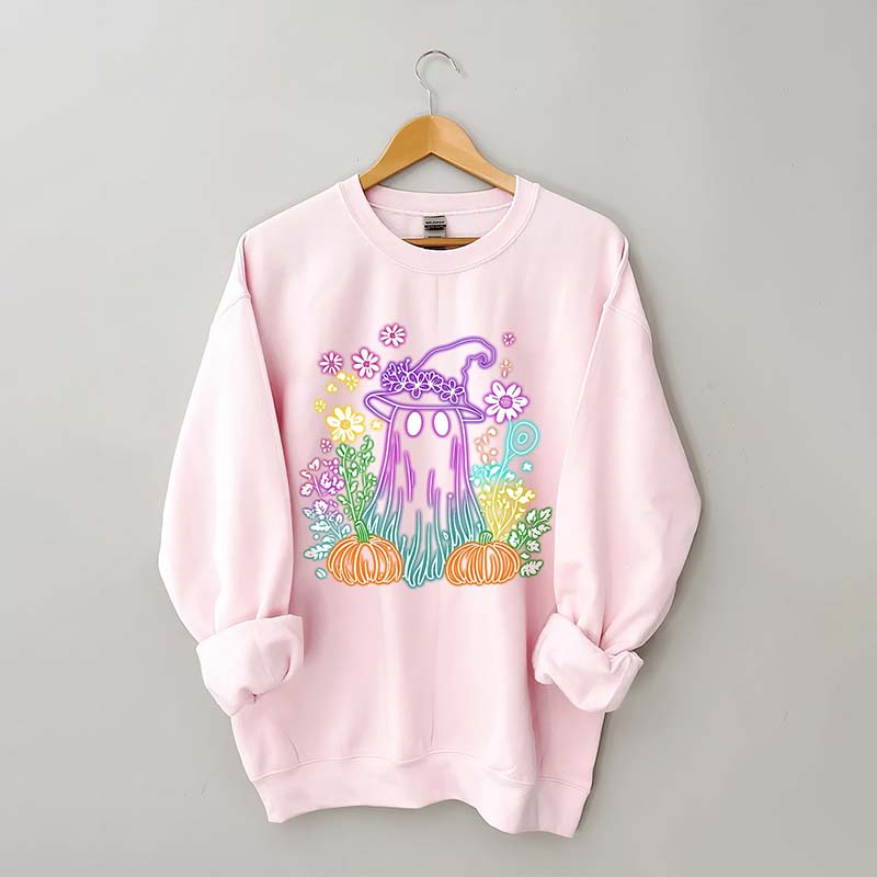 Halloween Ghost Neon Flowers Sweatshirt