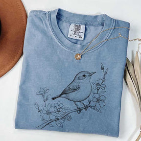 Botanical Bird Graphic T-Shirt
