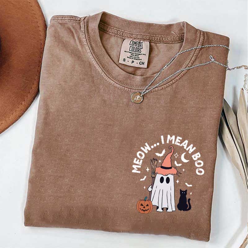Ghost Cat Meow I Mean Boo T-Shirt