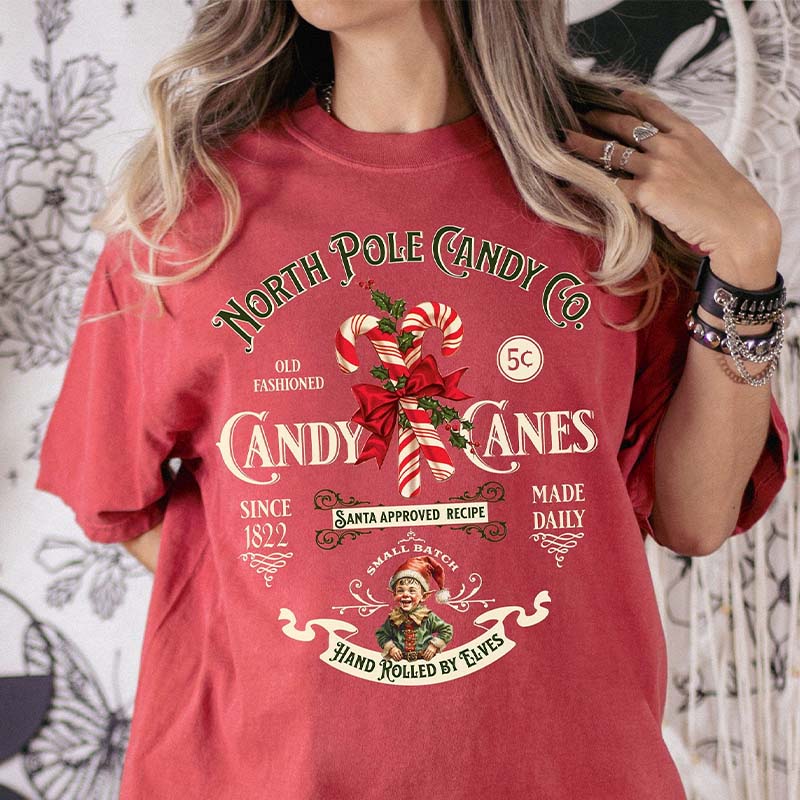 Candy Cane Christmas Vintage Style T-Shirt