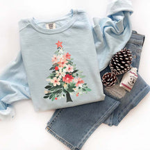 Winter Floral Christmas Tree Sweatshirt