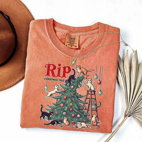 RIP Christmas Tree Comfort Colors Meowy T-Shirt