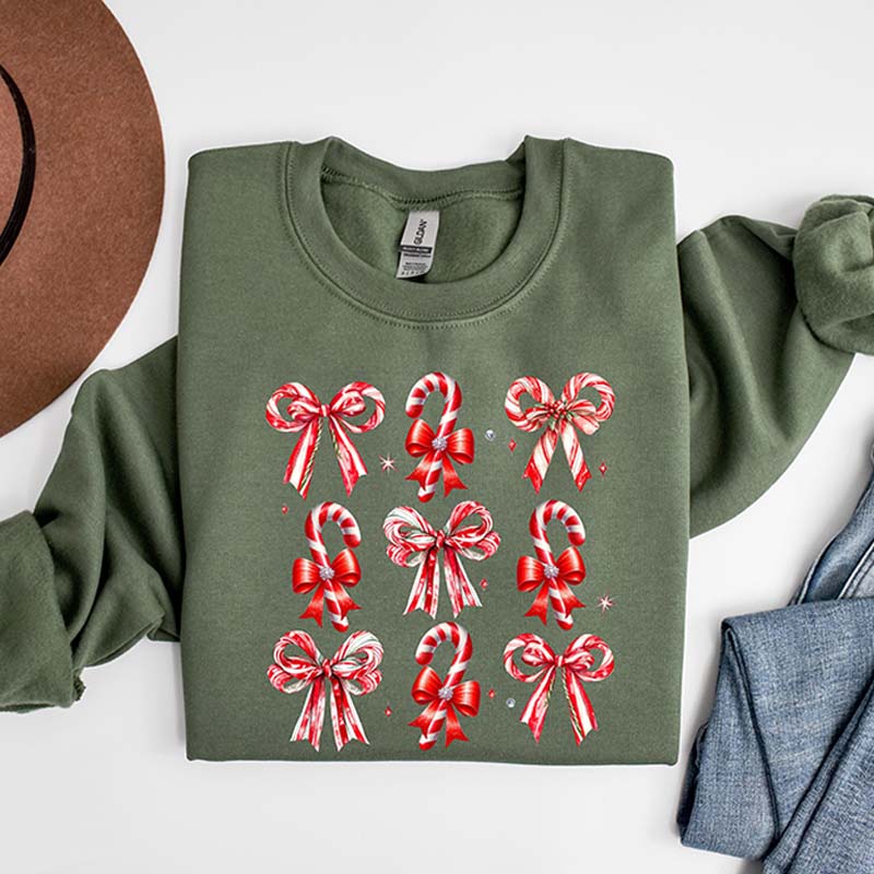 Coquette Christmas Candy Sweatshirt