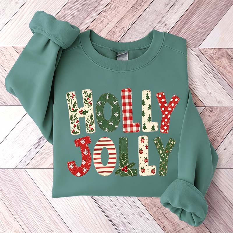 Holly Jolly Merry Christmas Tree Floral Sweatshirt