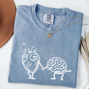 Mental Health Awareness Brain Heart T-Shirt