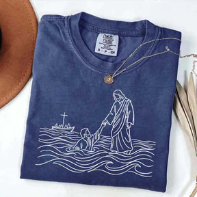 Jesus Walking on Water Comfort Colors T-Shirt