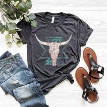 Boho Cow Skull Cowgirl T-Shirt