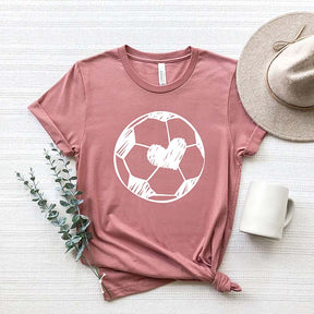 Cute Soccer Ball Heart Graphic T-Shirt