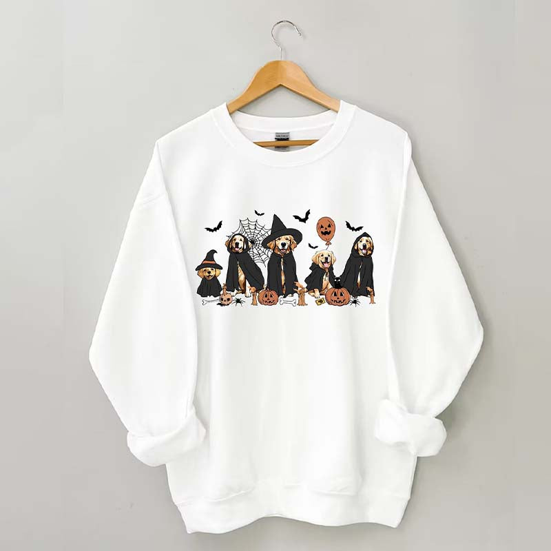 Ghost And Witch Golden Retriever Halloween Sweatshirt