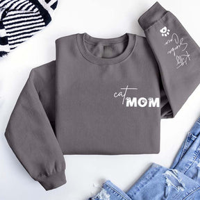 Custom Cat Mom Pet Name Sweatshirt