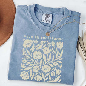 Vive La Resistance Floral Pattern Resist T-Shirt
