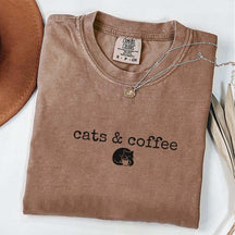 Comfort Colors Cats Coffee T-Shirt