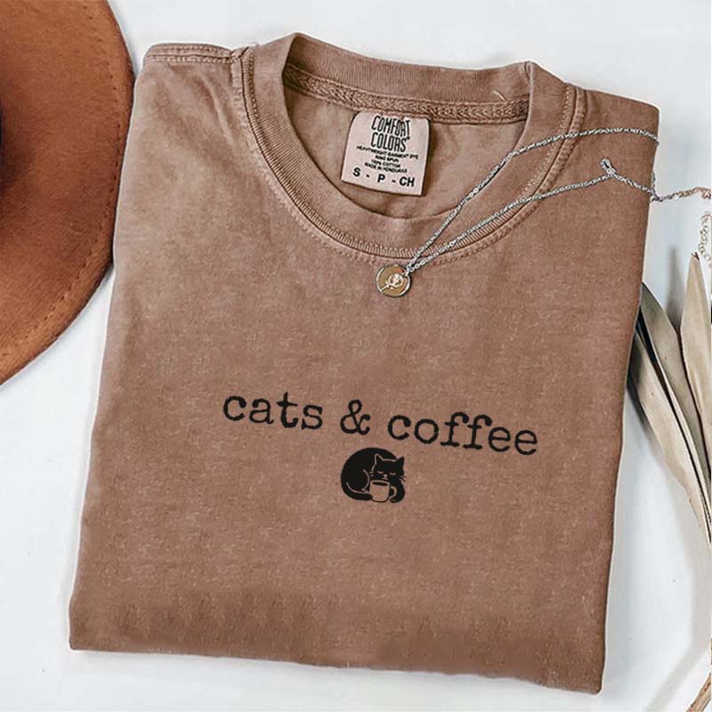 Comfort Colors Cats Coffee T-Shirt