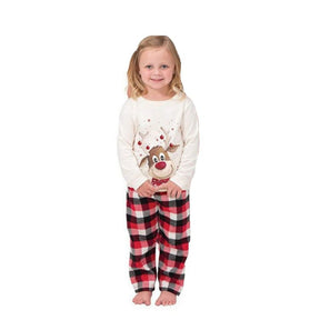 Family Matching Reindeer Plaid Cotton Pajamas Set