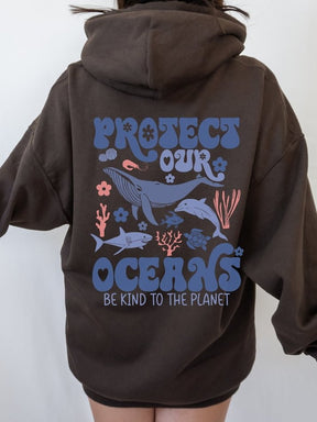 Protect Our Oceans Trendy Surfing Hoodie