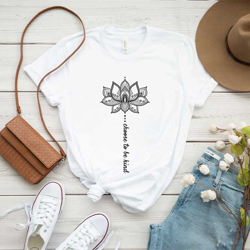 Positive Sayings Choose to Be Kind Lotus Flower T-Shirt