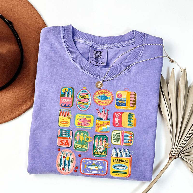 Vintage Sardine Can Mediterranean Food T-Shirt