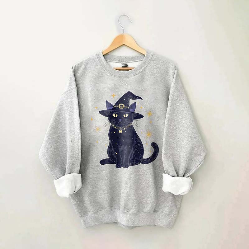 Halloween Witch Kitten Sweatshirt