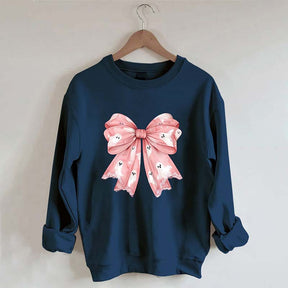 Pink Ghost Bow Coquette Halloween Sweatshirt