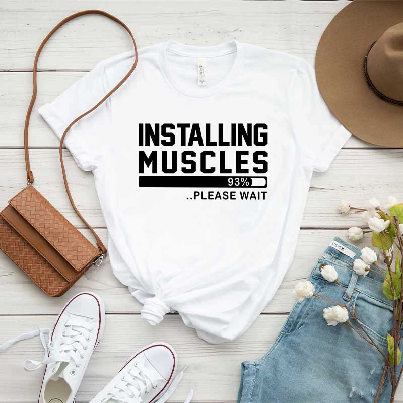 Humorous Gym Installing Muscles T-Shirt