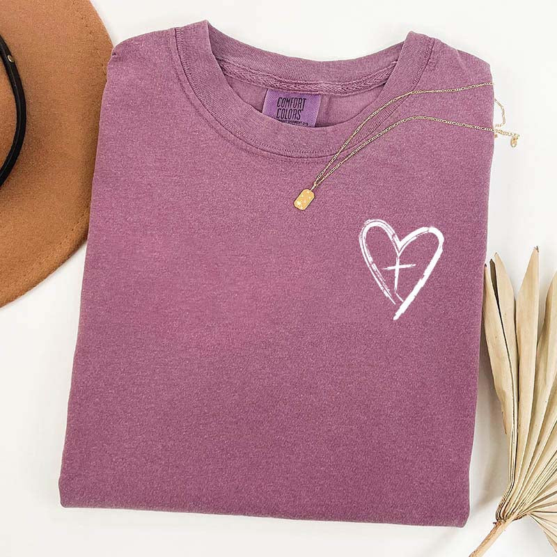 Heart Cross Religous T-Shirt