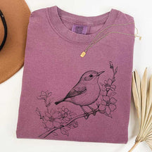 Botanical Bird Graphic T-Shirt
