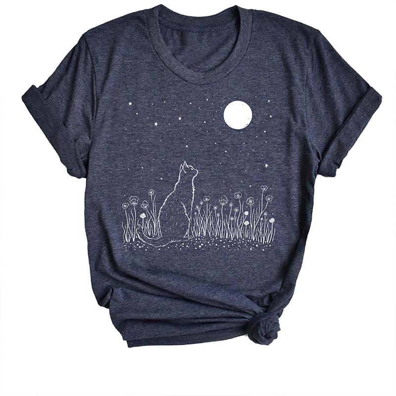 Celestial Cat Comfort Colors Fowers T-Shirt