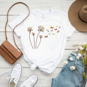 Cute Cats Flower Fly Dandelion T-Shirt
