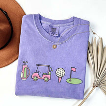 Pink Golf Cart Flag Lover T-Shirt