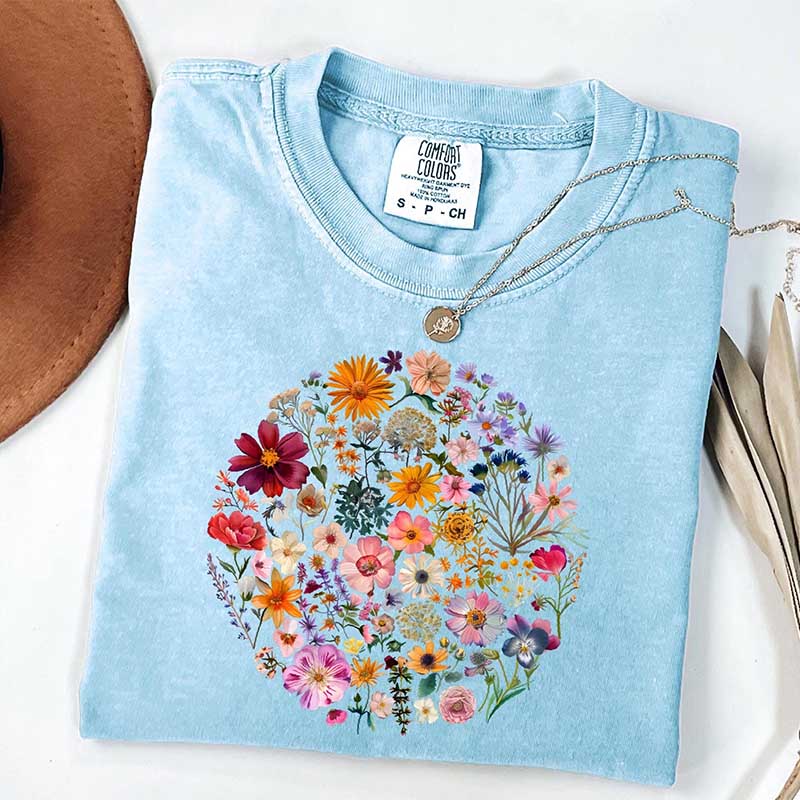 Boho Pressed Flower T-Shirt