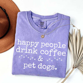 Cute Paw Happy People Draink Coffee Pet Dogs T-Shirt