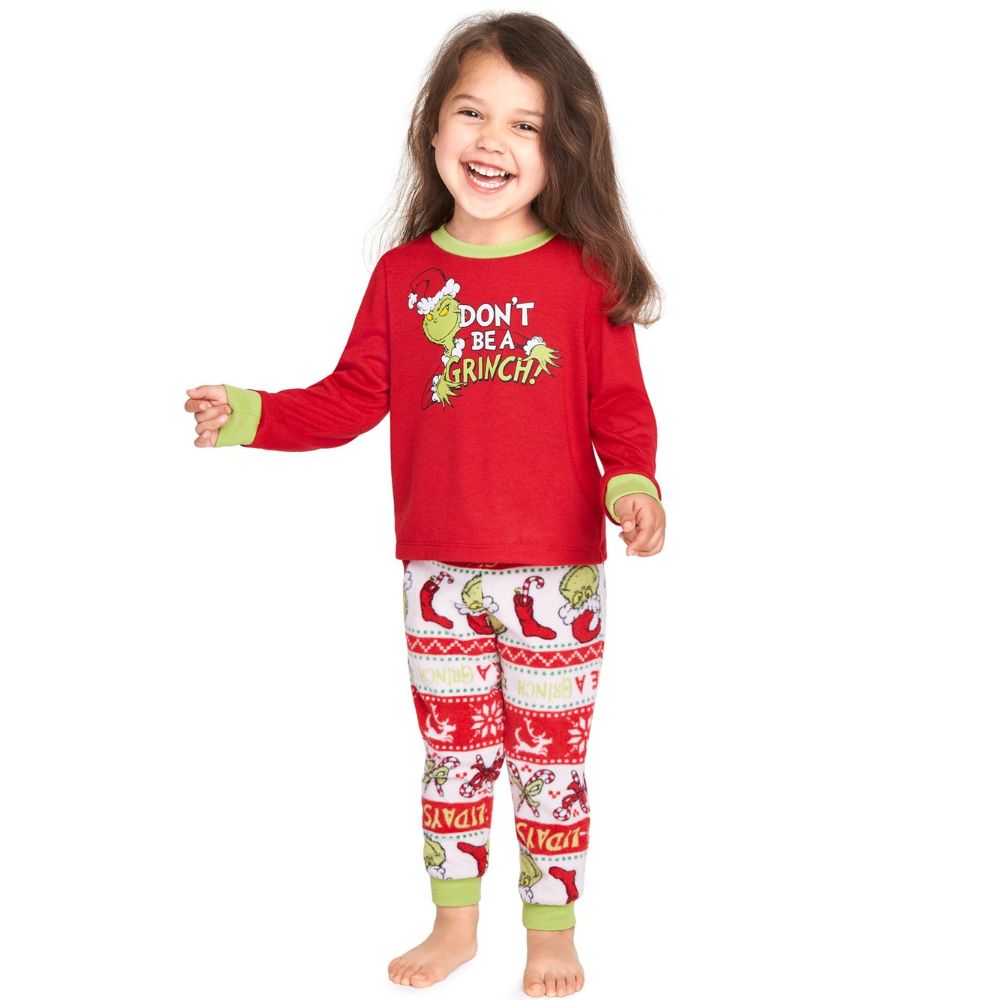 Christmas Grinch Cartoon Print Funny Xmas Family Matching Pajamas Sets