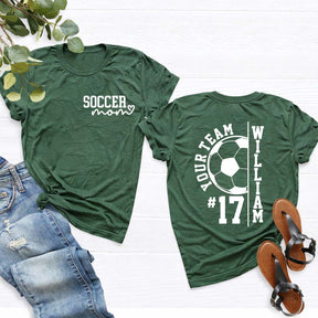 Custom Soccer Team Mom Kids Name & Number T-Shirt
