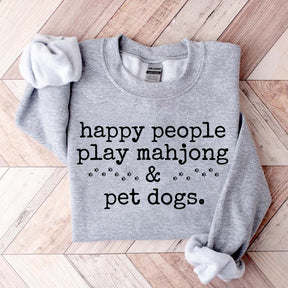Happy People Play Mahjong & Pet Dogs Sweatshirt