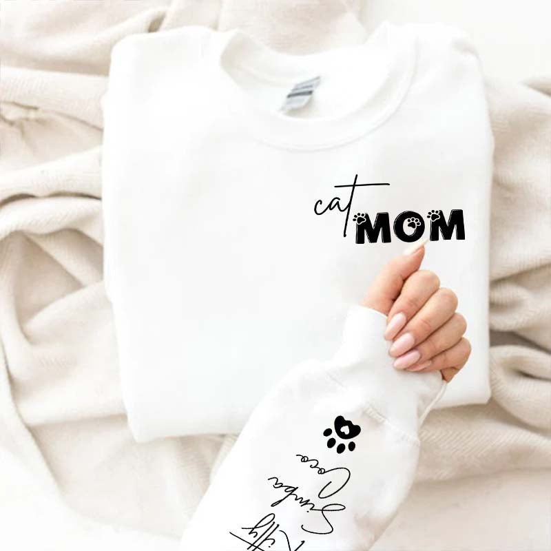 Personalized Pet Cats Name Sleeve Sweatshirt