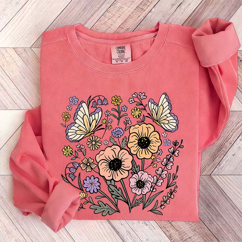 Vintage Floral Butterfly Sweatshirt