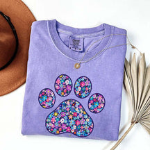 Comfort Colors Floral Paw Print T-Shirt
