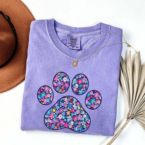 Comfort Colors Floral Paw Print T-Shirt