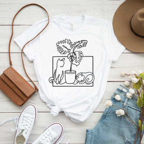 Minimalist Cat Plant T-Shirt